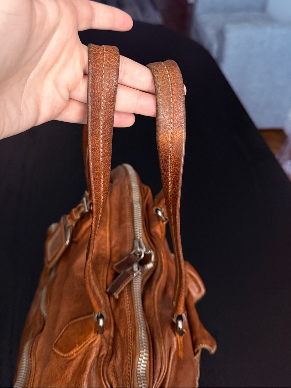 Prada Washed Buffalo Cargo Bag Cuoio - Picture 8 of 16